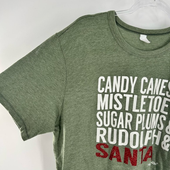 Pink Armadillos Green Christmas Red Sparkle Graphic Crewneck T-Shirt Women's XL - Picture 4 of 12